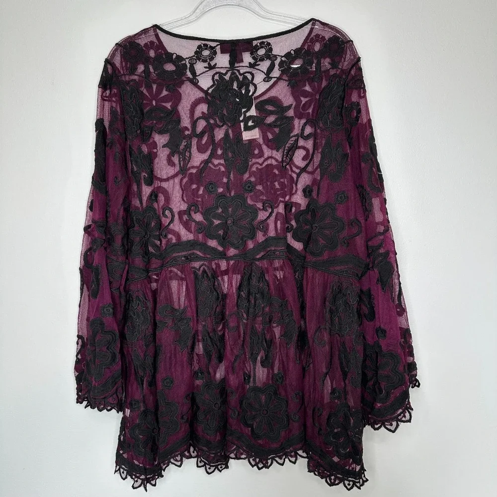 Lane Bryant Sheer Lace Tunic Top Size 22 Whimsigoth - Picture 2 of 13